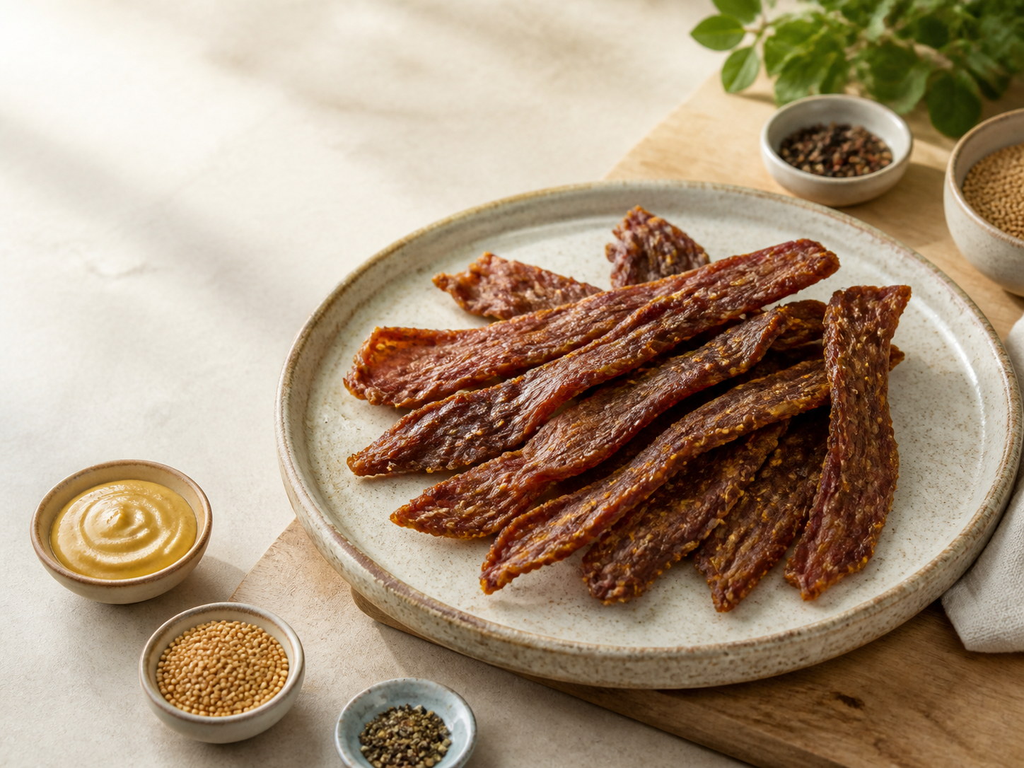 Mustard pork jerky
