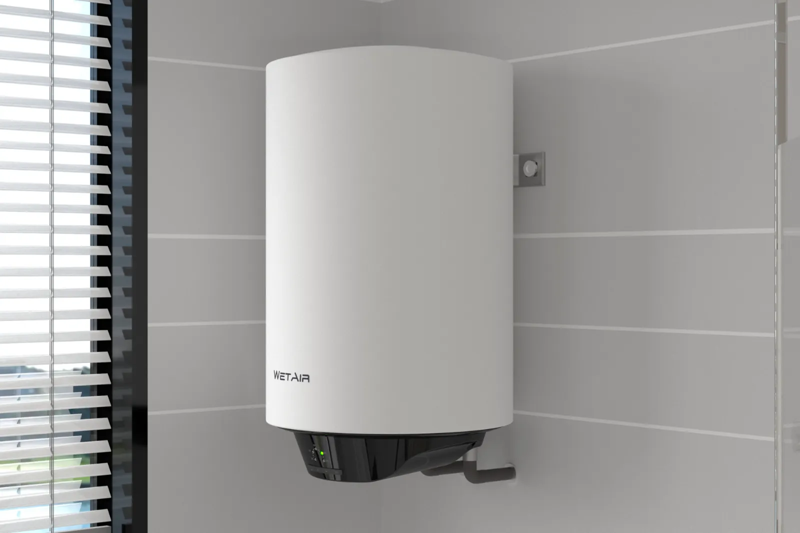 WetAir MWH4-50L water heater installed beside a bathroom window